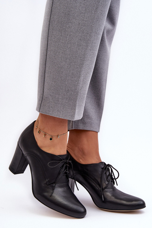 Шкіряні туфлі на підборах Чорні Mavitte