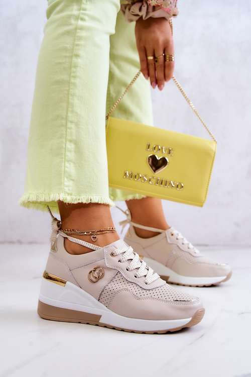 Жіночі шкіряні спортивні кросівки Бежеві Loissa