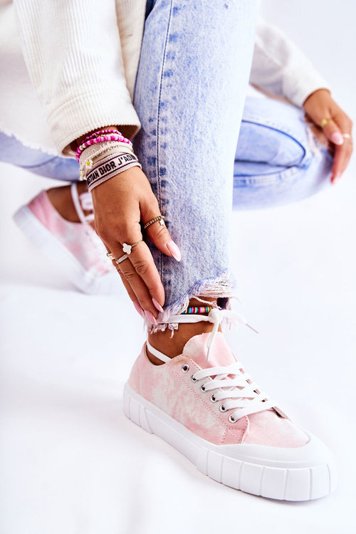 Жіночі кросівки на платформі рожеві Comes