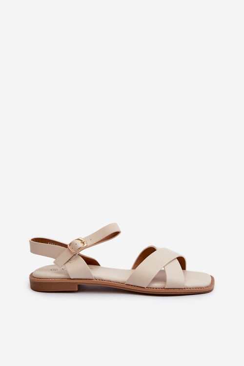 Жіночі сандалі на плоскій підошві з еко шкіри S.Barski KV27-003 Бежеві