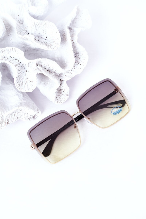 Золоті квадратні сонцезахисні окуляри. Зелене омбре