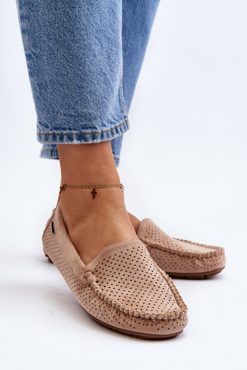 Жіночі ажурні мокасини Бежеві Rasirna