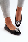 Жіночі балетки з екошкіри з декоративними деталями чорного кольору Divinella