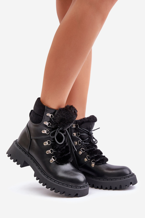 Теплі ботильйони на блискавці з еко шкіри Willatta чорного кольору