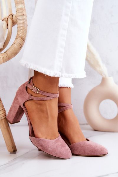 Туфлі замшеві на штанзі Sergio Leone SK851 рожеві