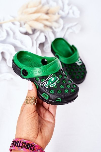 Дитячі поролонові тапочки Crocs Black-Green Jupiter