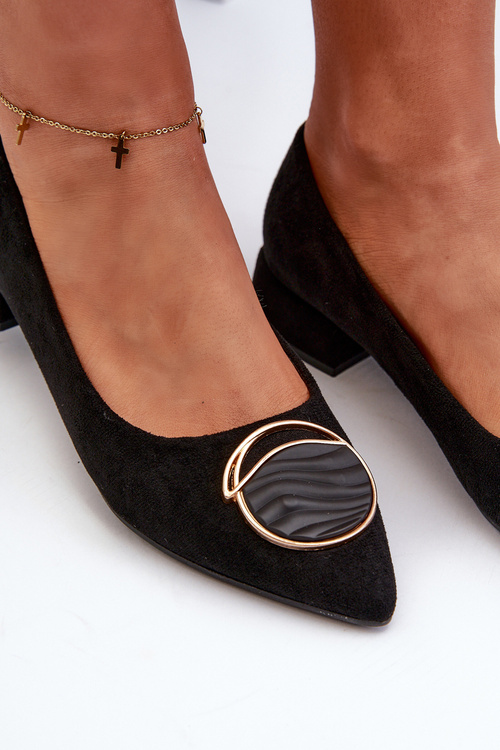 Туфлі на низьких підборах з екозамші S.Barski KV27-037 Чорні