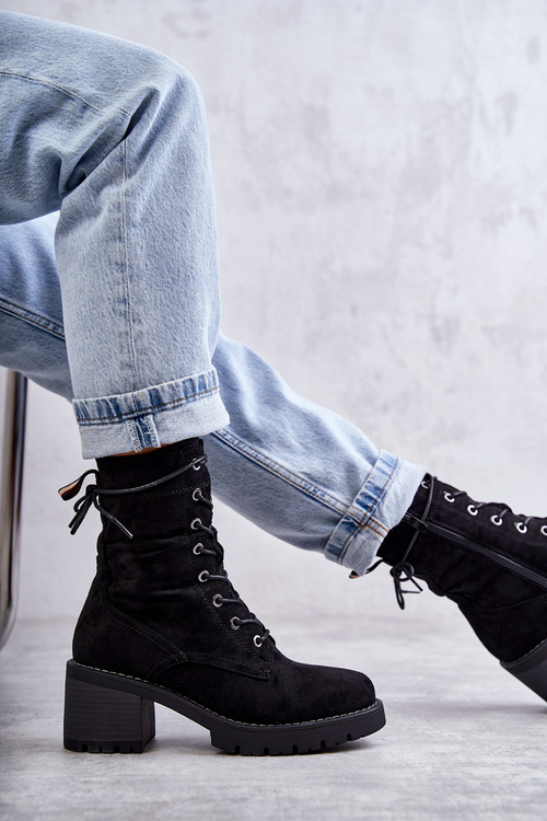 Жіночі теплі черевики на високому каблуці Black Julieta