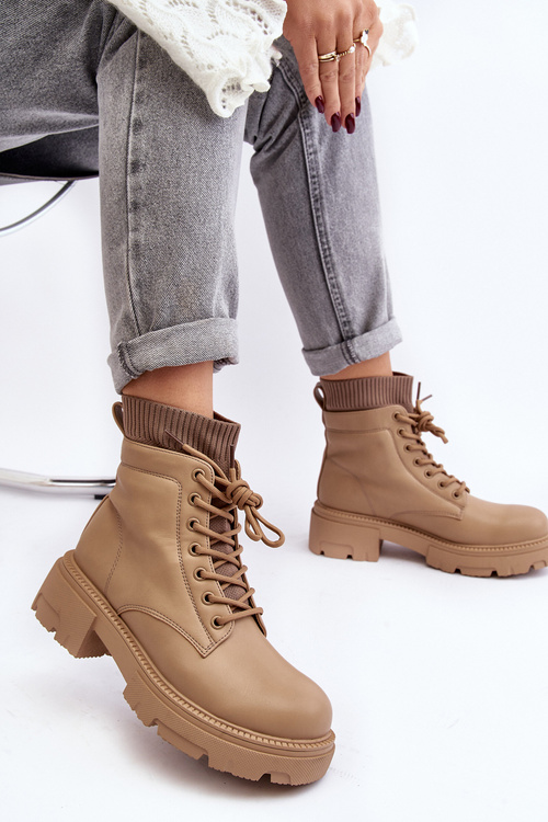 Бежеві жіночі ботильйони з носком від Rivella