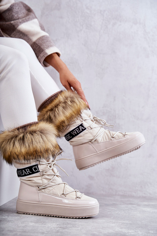 Жіночі зимові черевики Santero на шнурівці бежеві