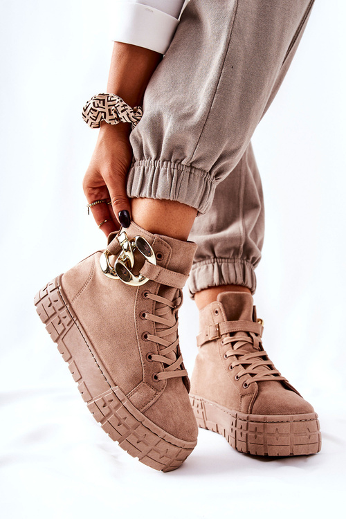 Високі кросівки на платформі Темно-бежеві Evenia