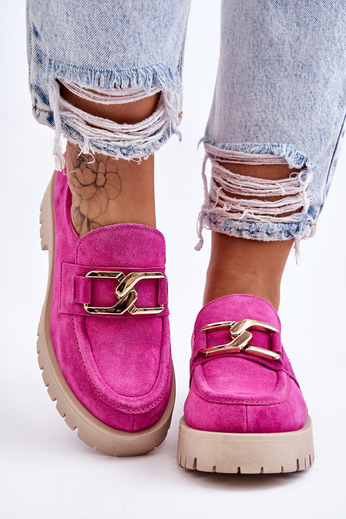 Модні замшеві лофери світлого кольору фуксії Rayhan