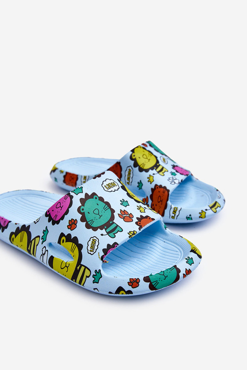 Дитячі тапочки з легкого поролону з мотивом Лева. Блакитна Естер