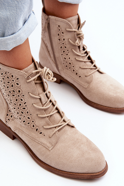 S.Barski HY66-136 Жіночі ботильйони з малюнком світло-бежеві