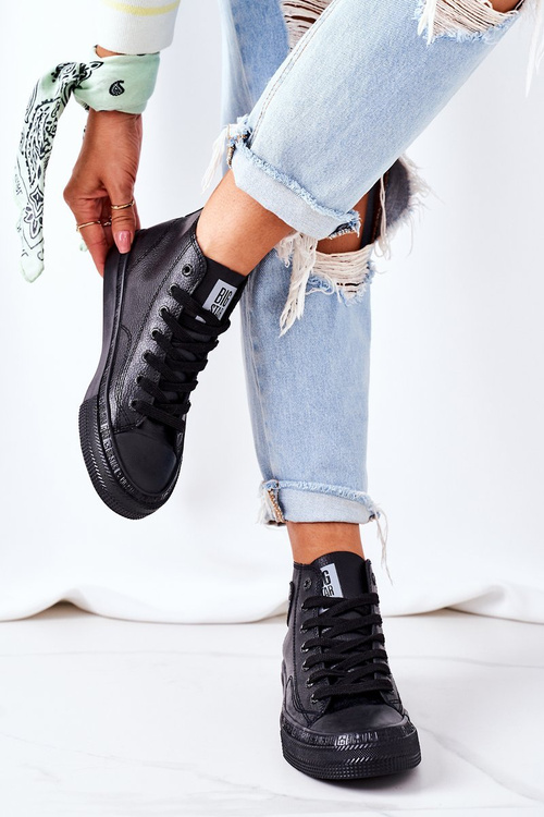 Жіночі шкіряні високі кросівки Big Star GG274015 Чорні