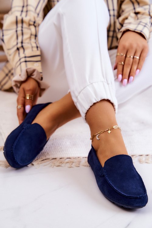 Жіночі замшеві лофери Big Star JJ274659 Темно-сині