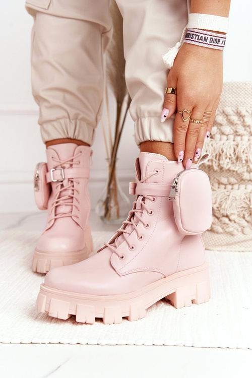 Чоботи жіночі на платформі з портмоне Рожеві суботні
