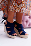 Жіночі босоніжки на анкерах темно-сині Yenga