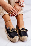 Жіночі шкіряні еспадрільї на ланцюжку Black Fancy