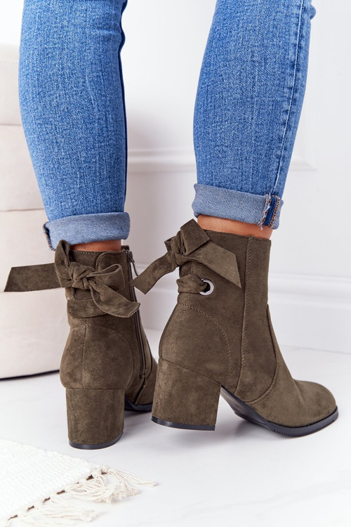 Жіночі утеплені чоботи на блочному каблуці Зелені Kayla