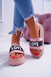 Жіночі шльопанці на платформі зі стразами Love Pink MoreLove