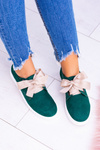 Зелені шкіряні жіночі тенісні туфлі