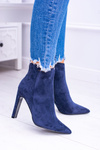 Темно-сині замшеві черевики на шпильці Medea
