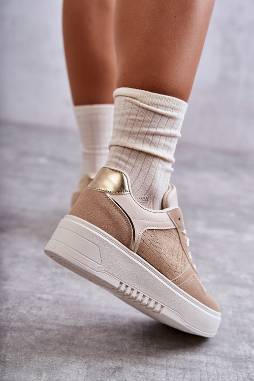 Жіноче низьке спортивне взуття на платформі бежеві Kyllie