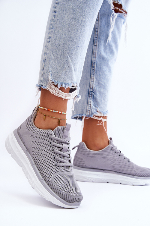 Жіноче спортивне взуття на шнурівці Lavarone сірого кольору