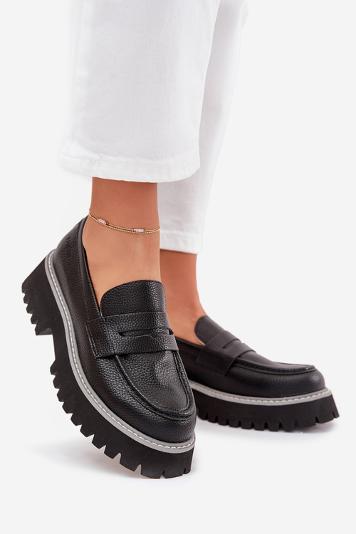 Жіночі Мокасини На Платформі І З Плоским Каблуком Big Star NN274049 Чорні