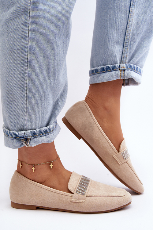 Жіночі мокасини з цирконами Ralrika бежеві