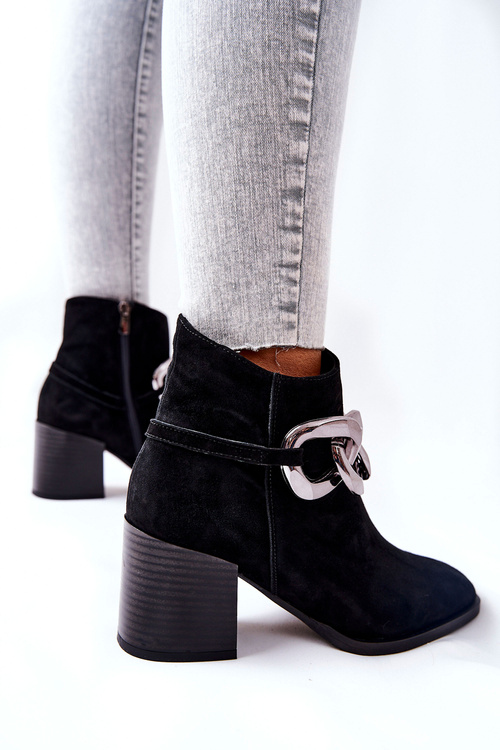 Шкіряні черевики на ланцюжку Laura Messi Black 2345