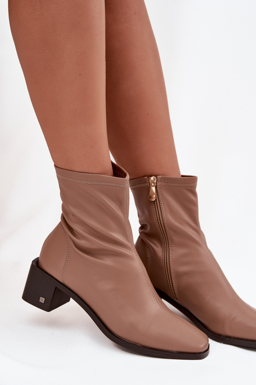 Жіночі ботильйони на підборах Vinceza 23-10791 Бежеві