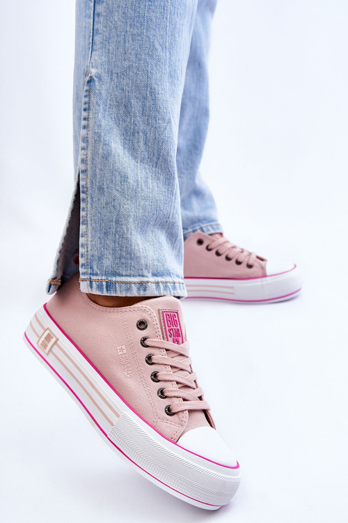 Жіночі тканинні кросівки на платформі Big Star LL274181 Рожеві