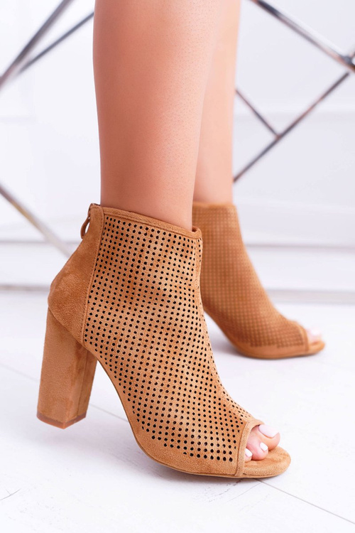 Жіночі чоботи на шпильці Suede Camel Jessin