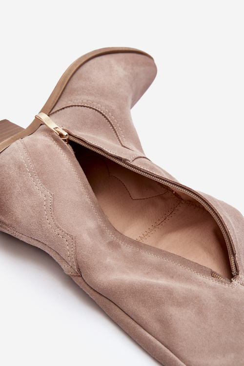 Жіночі замшеві ковбойські чоботи Zazoo 3427 Cappuccino