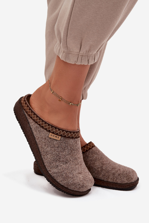 Жіночі тапочки з вишивкою Inblu NL000009 Темно-бежеві