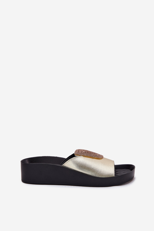 Жіночі Шкіряні Сандалі З Декором KV51-028 Золоті