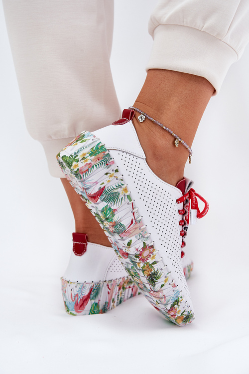 Жіноче Шкіряне Взуття На Танкетці Artiker 56C1799 Біло-Сріблясте