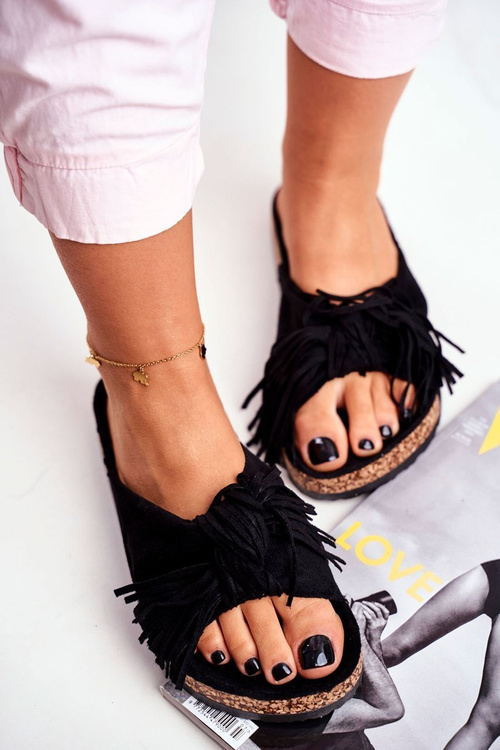 Жіночі шльопанці Black Tassels Marina