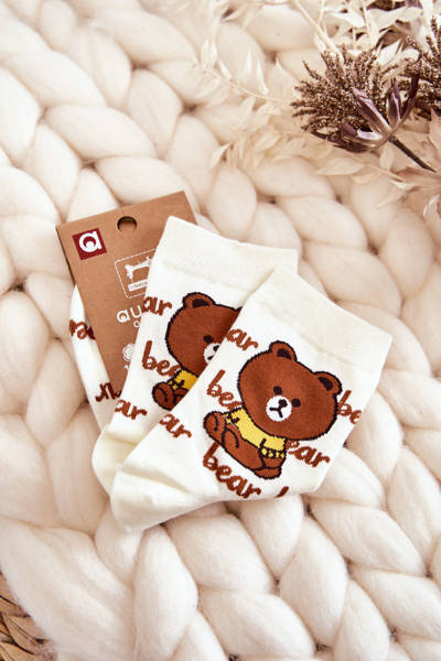 Жіночі бавовняні шкарпетки ведмедик Бежеві