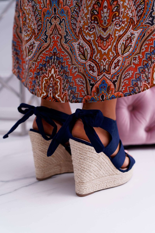 Жіночі босоніжки на анкерах темно-сині Yenga