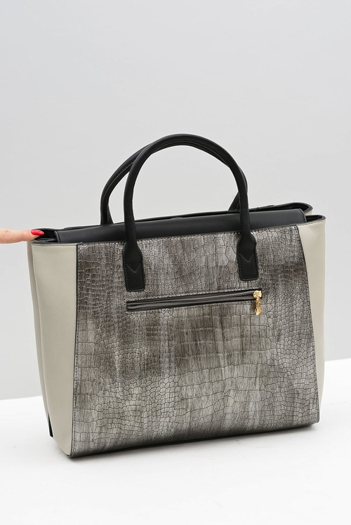 Жіноча велика чорна шкіряна сумочка-портфель у формі змійки Nobo