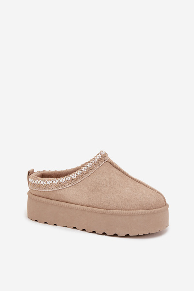 Дитячі Юнацькі Снігові Черевики З Вишивкою На Платформі Бежеві Jolisse