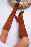 Жіночі чоботи на шпильці Suede Camel Classy