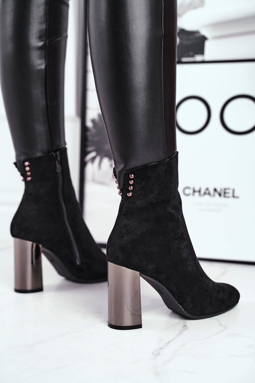 Жіночі чоботи на підборах чорні Trens