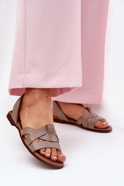 Zazoo 40185 Зручні Шкіряні Сандалі Темно-Бежеві