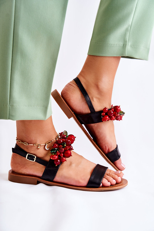 Модні босоніжки з бісером Black Hally