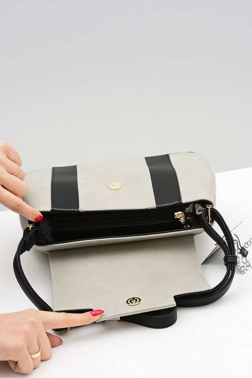 Жіноча середнього розміру класична чорно-сіра сумочка Nobo