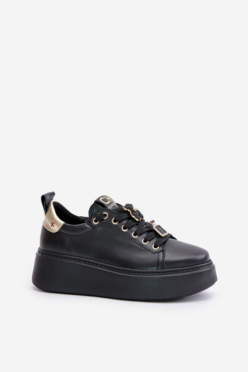 Жіночі шкіряні кросівки зі шпильками на платформі CheBello 4596 Чорні